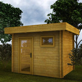 Abri en bois massif 7,5m² MODERNE traité marron 28mm Gardy Shelter Ma boutique